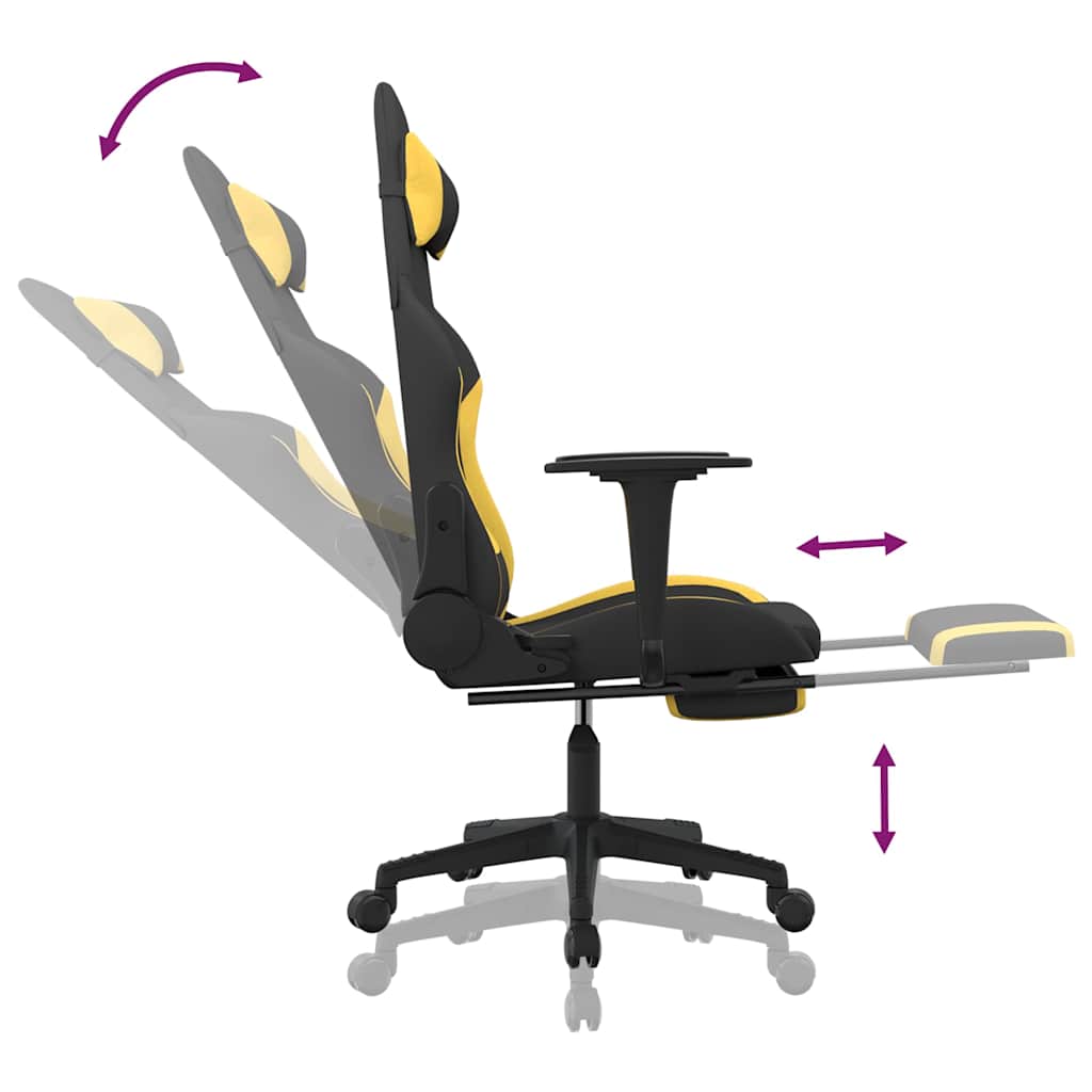 Chaise de jeu de massage avec repose-pied Noir et jaune Tissu - XIOS