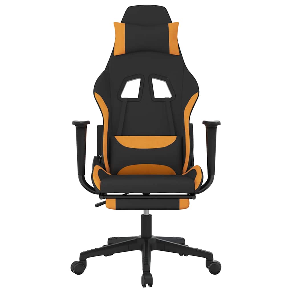 Chaise de jeu de massage avec repose-pied Noir et orange Tissu - XIOS
