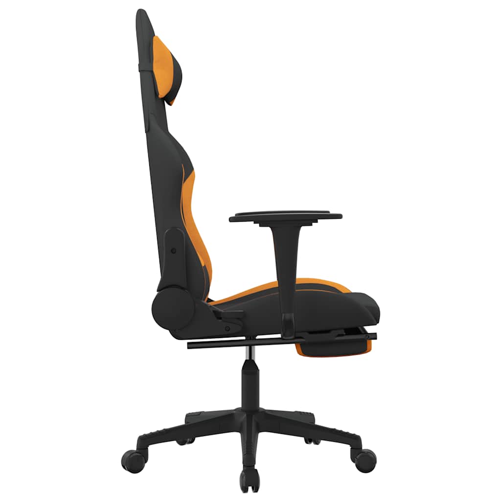 Chaise de jeu de massage avec repose-pied Noir et orange Tissu - XIOS