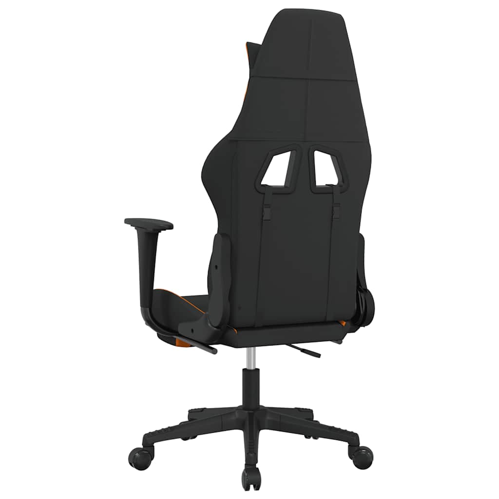 Chaise de jeu de massage avec repose-pied Noir et orange Tissu - XIOS