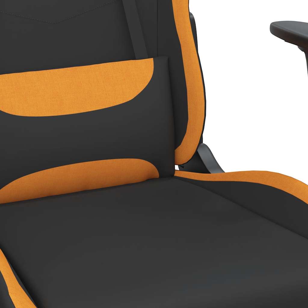 Chaise de jeu de massage avec repose-pied Noir et orange Tissu - XIOS