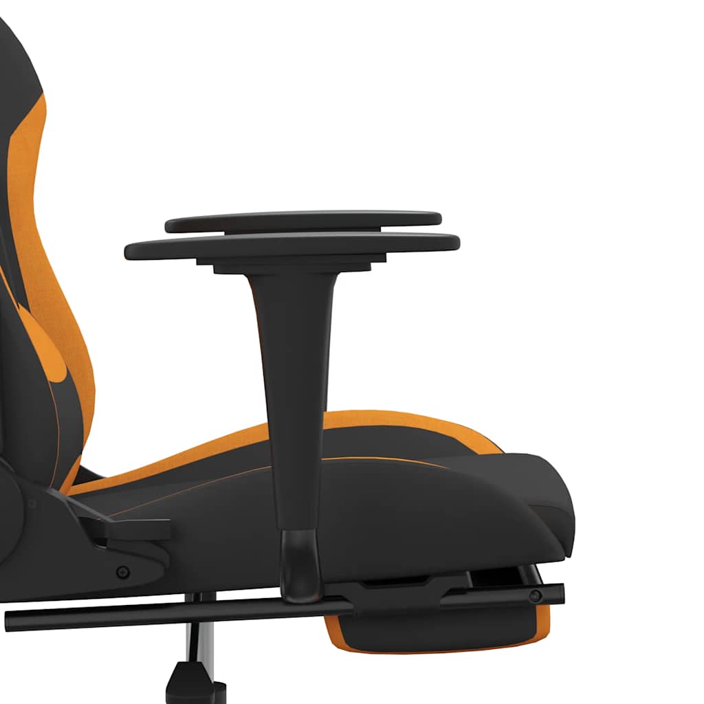 Chaise de jeu de massage avec repose-pied Noir et orange Tissu - XIOS