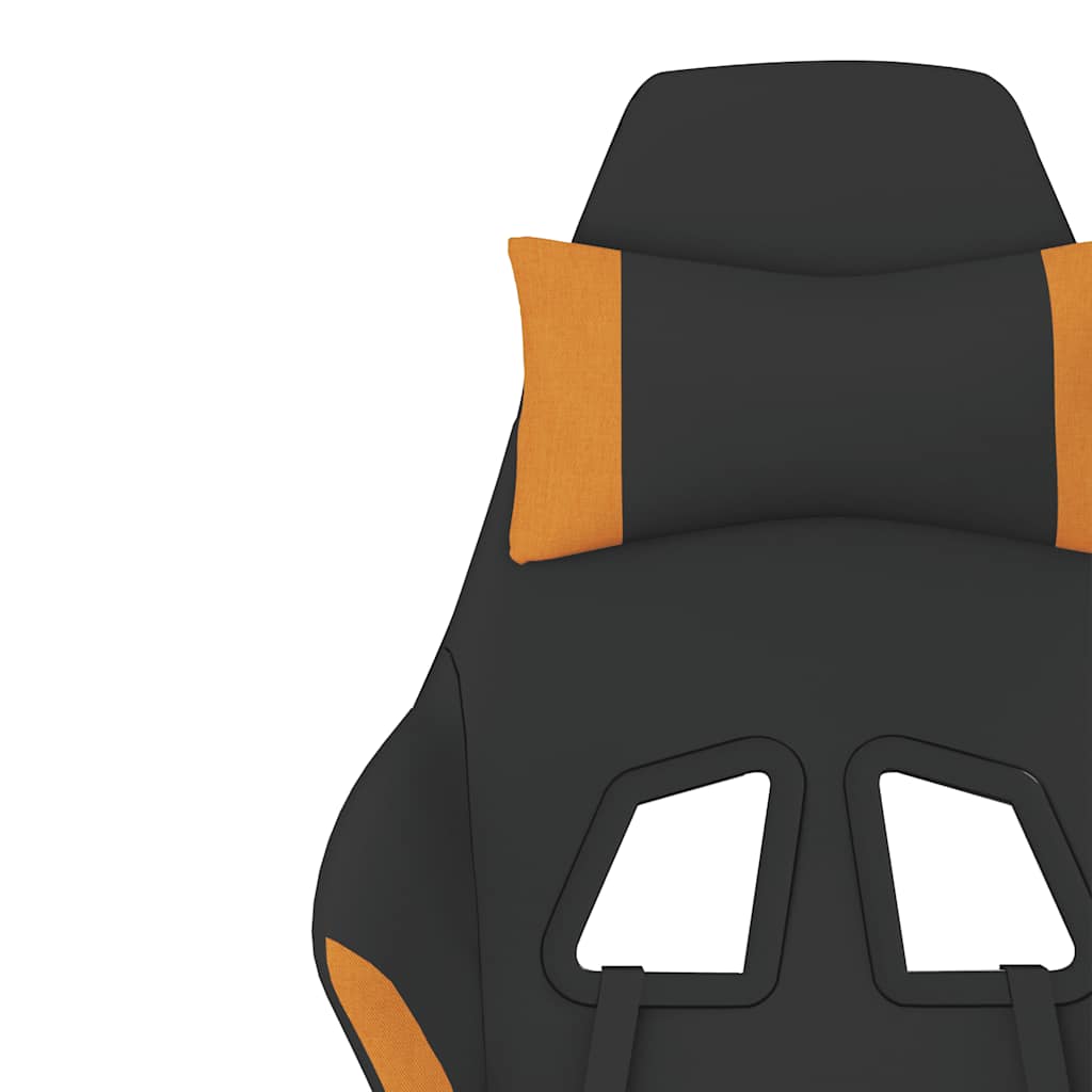 Chaise de jeu de massage avec repose-pied Noir et orange Tissu - XIOS