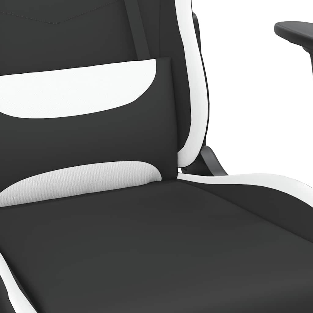 Chaise de jeu de massage avec repose-pied Noir et blanc Tissu - XIOS