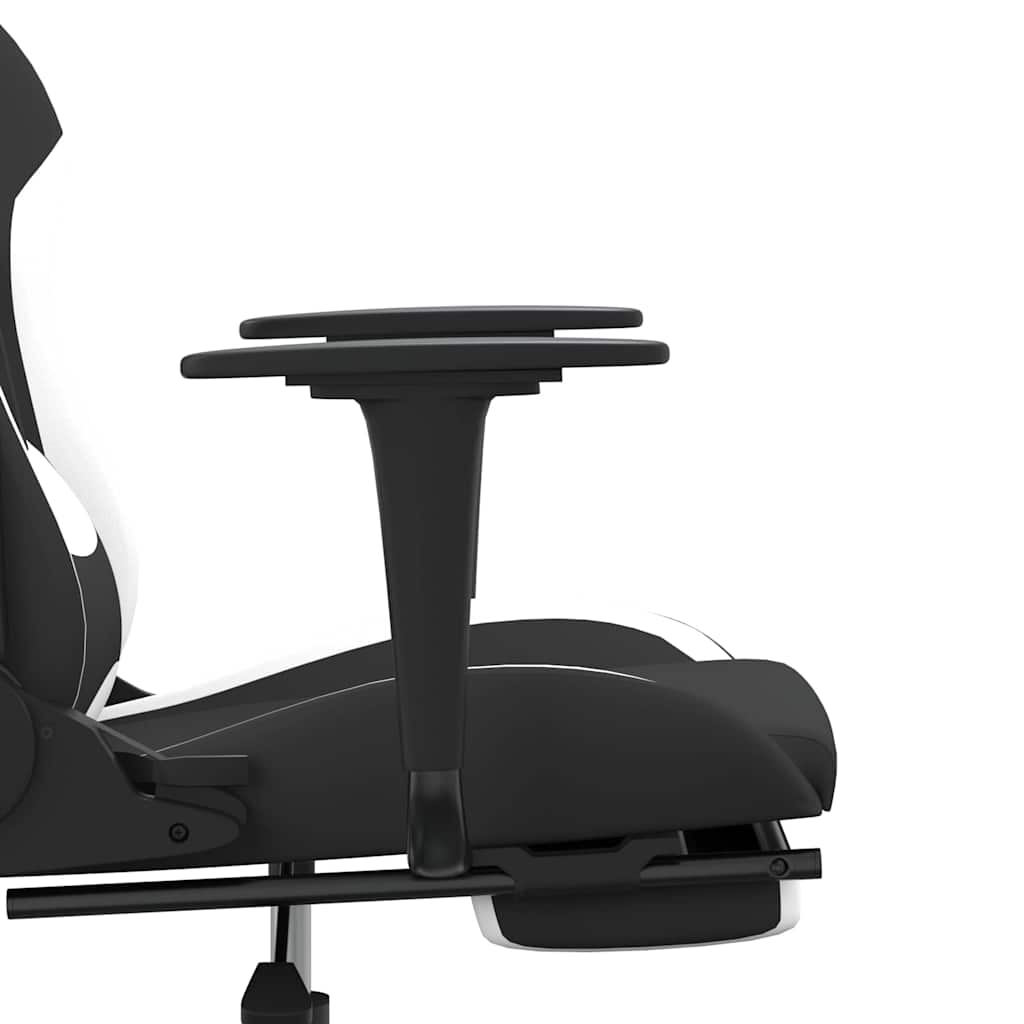Chaise de jeu de massage avec repose-pied Noir et blanc Tissu - XIOS