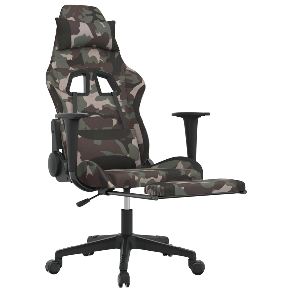 Chaise de jeu de massage repose-pied Noir et camouflage Tissu - XIOS