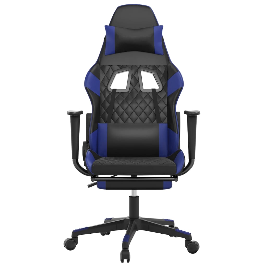 Chaise de jeu de massage et repose-pied Noir et bleu Similicuir - XIOS