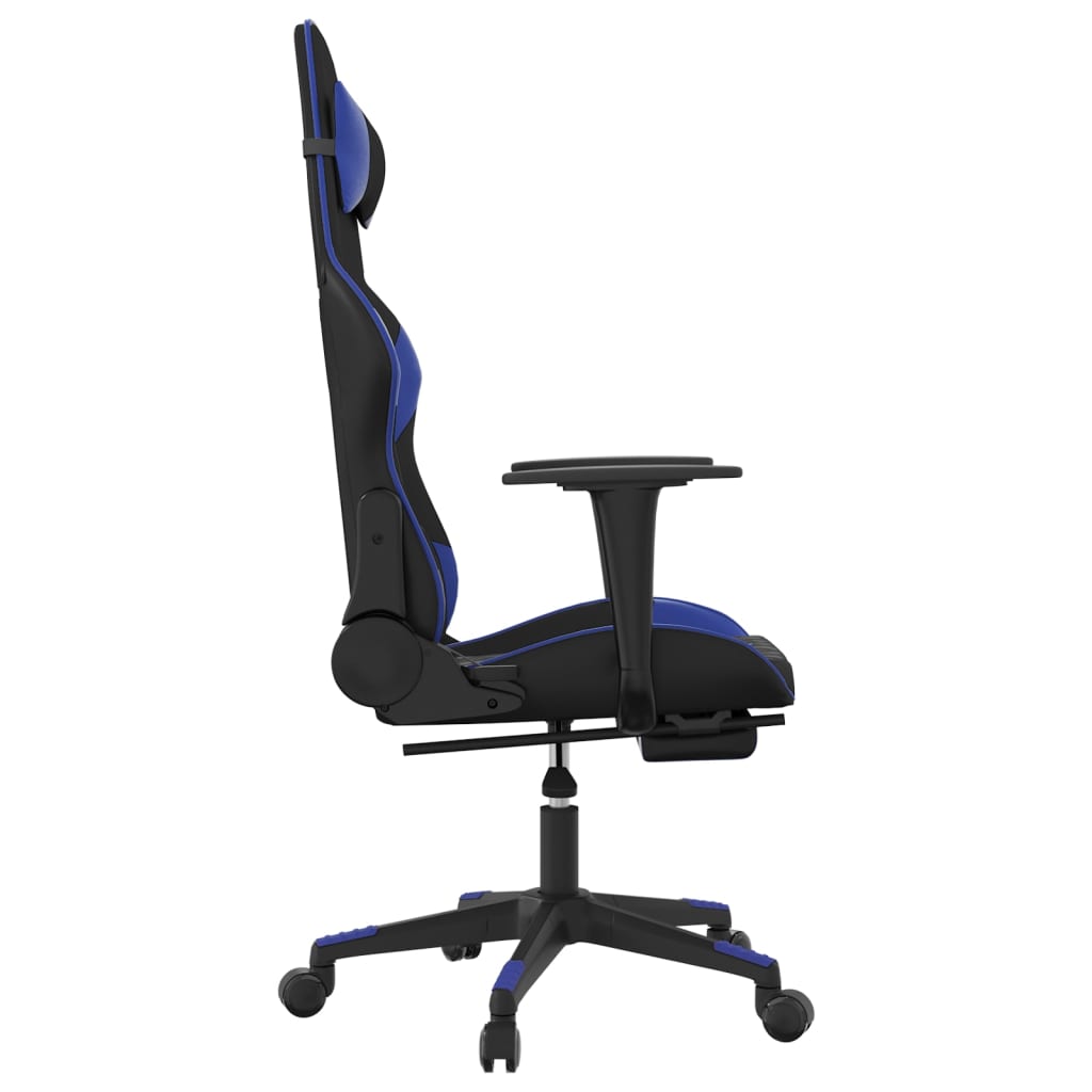 Chaise de jeu de massage et repose-pied Noir et bleu Similicuir - XIOS