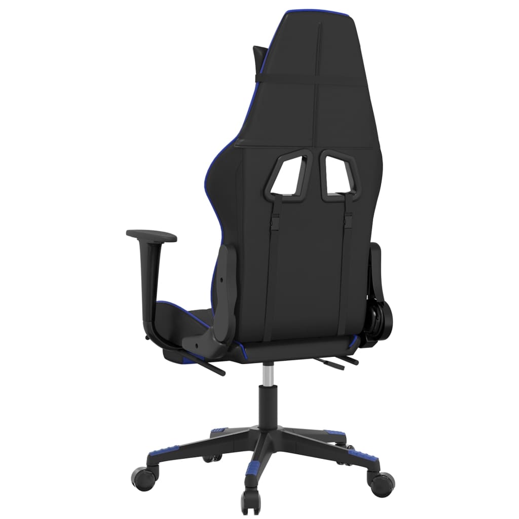 Chaise de jeu de massage et repose-pied Noir et bleu Similicuir - XIOS