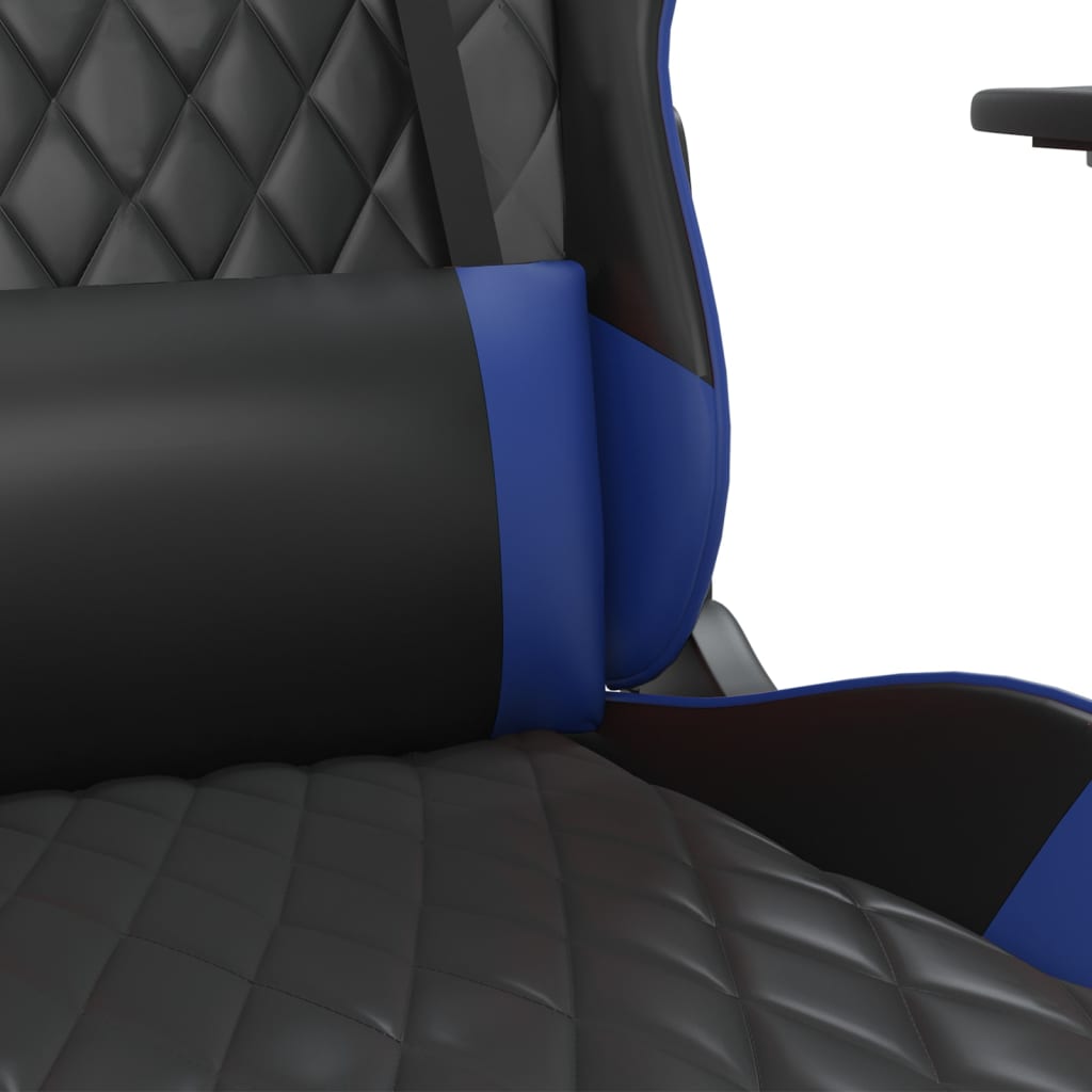 Chaise de jeu de massage et repose-pied Noir et bleu Similicuir - XIOS