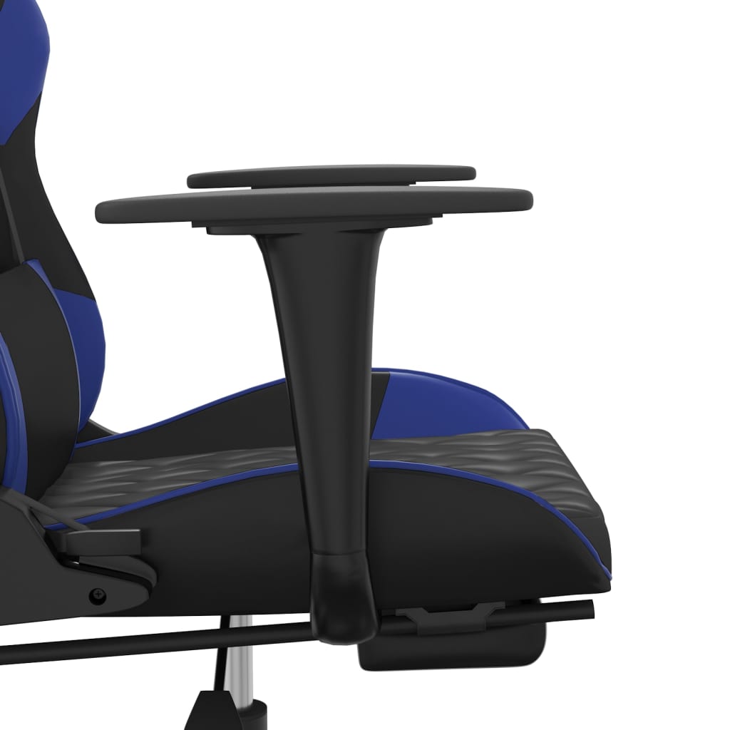 Chaise de jeu de massage et repose-pied Noir et bleu Similicuir - XIOS
