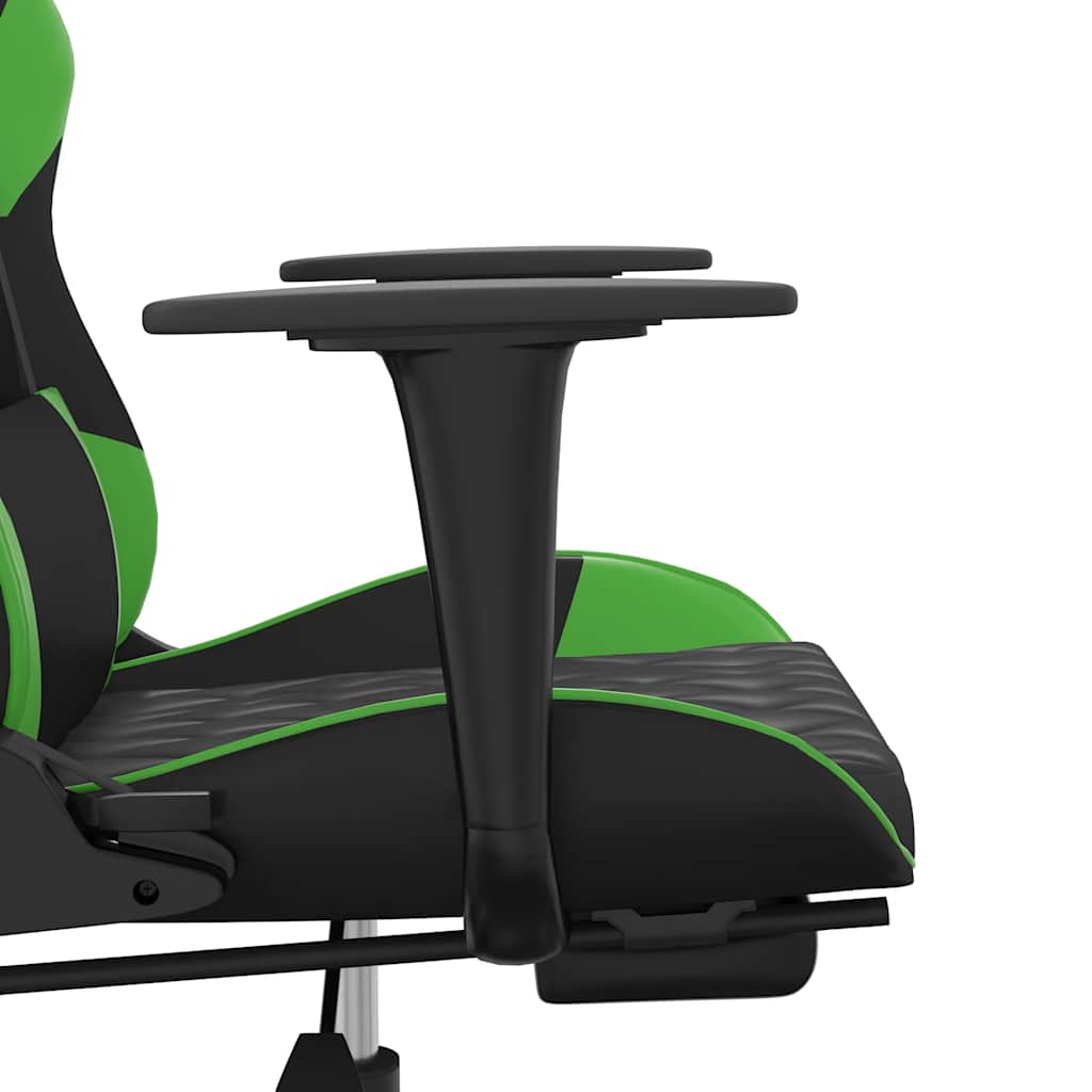 Chaise de jeu de massage avec repose-pied Noir&Vert Similicuir - XIOS