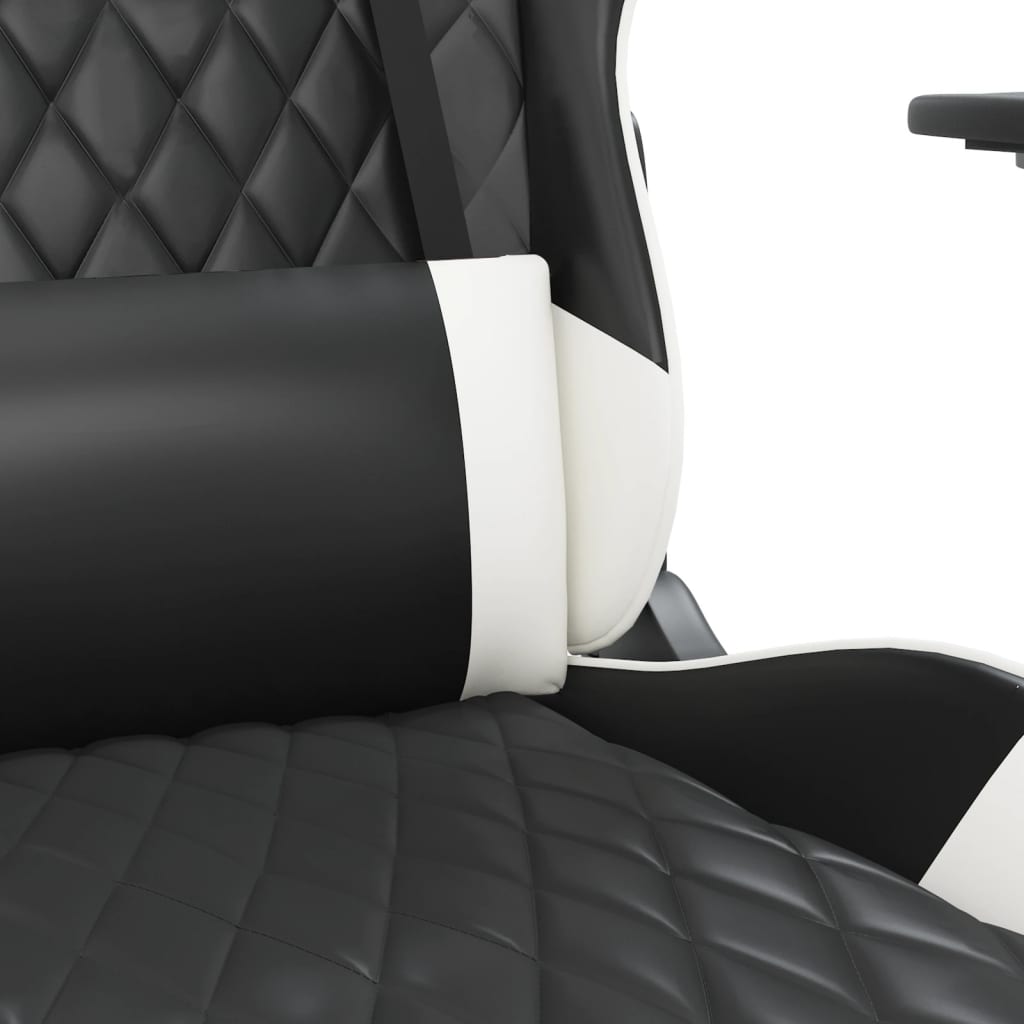 Chaise de jeu de massage avec repose-pied Noir&Blanc Similicuir - XIOS