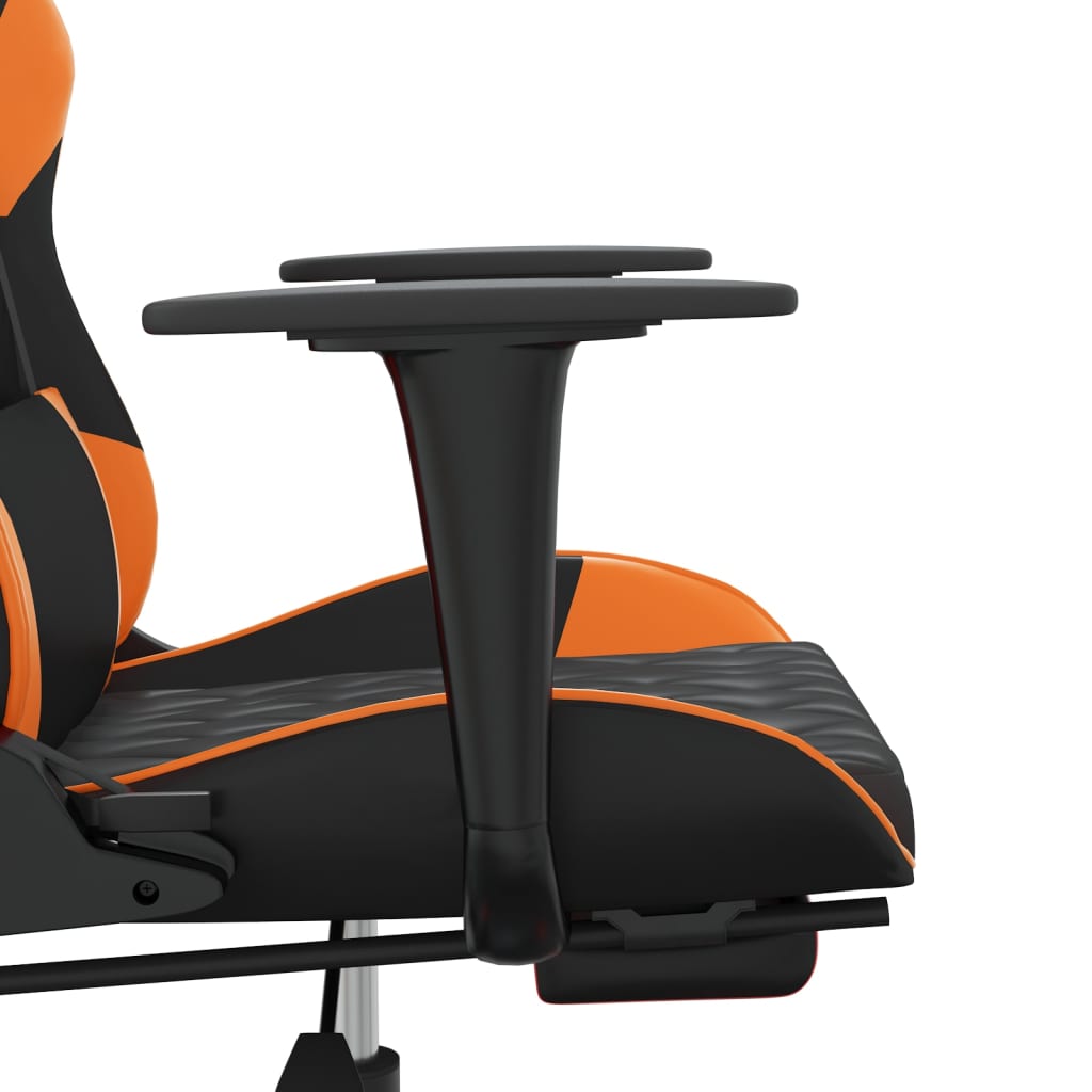 Chaise de jeu de massage et repose-pied Noir&Orange Similicuir - XIOS