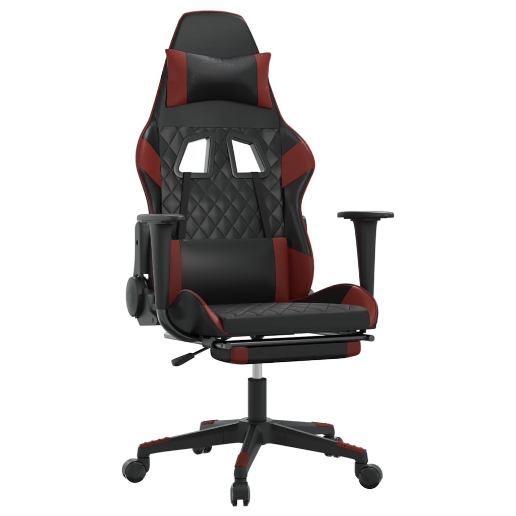Chaise de jeu de massage repose-pied Noir&Bordeaux Similicuir - XIOS