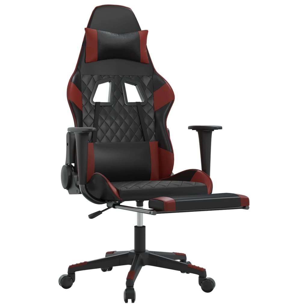 Chaise de jeu de massage repose-pied Noir&Bordeaux Similicuir - XIOS