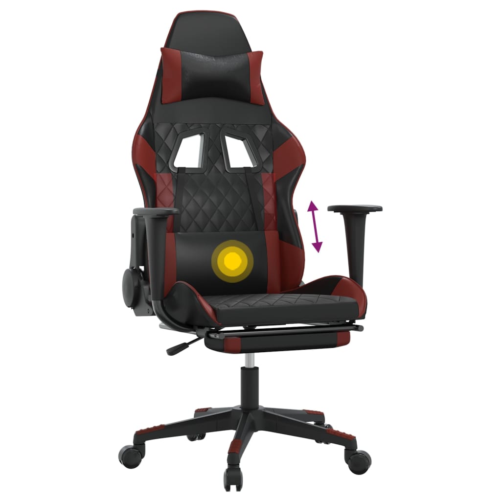 Chaise de jeu de massage repose-pied Noir&Bordeaux Similicuir - XIOS