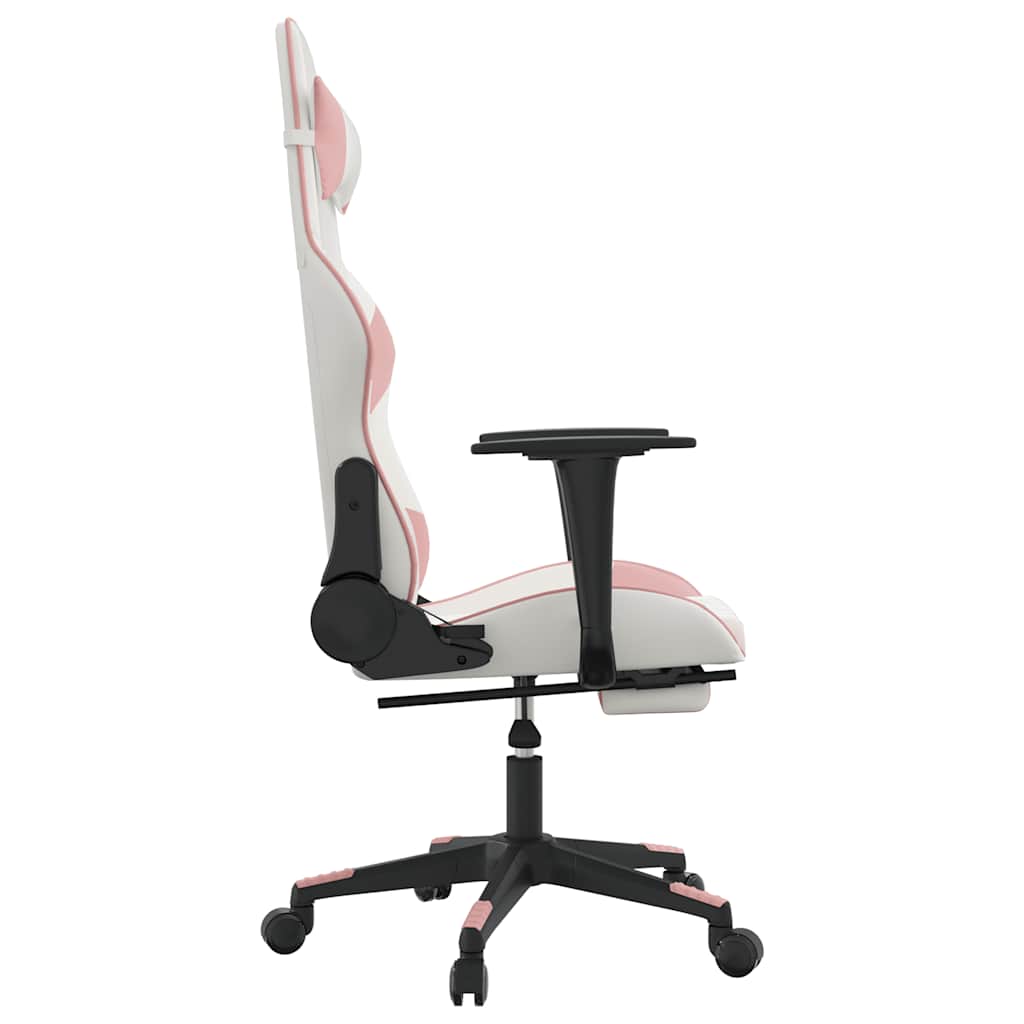 Chaise de jeu de massage avec repose-pied Blanc&Rose Similicuir - XIOS
