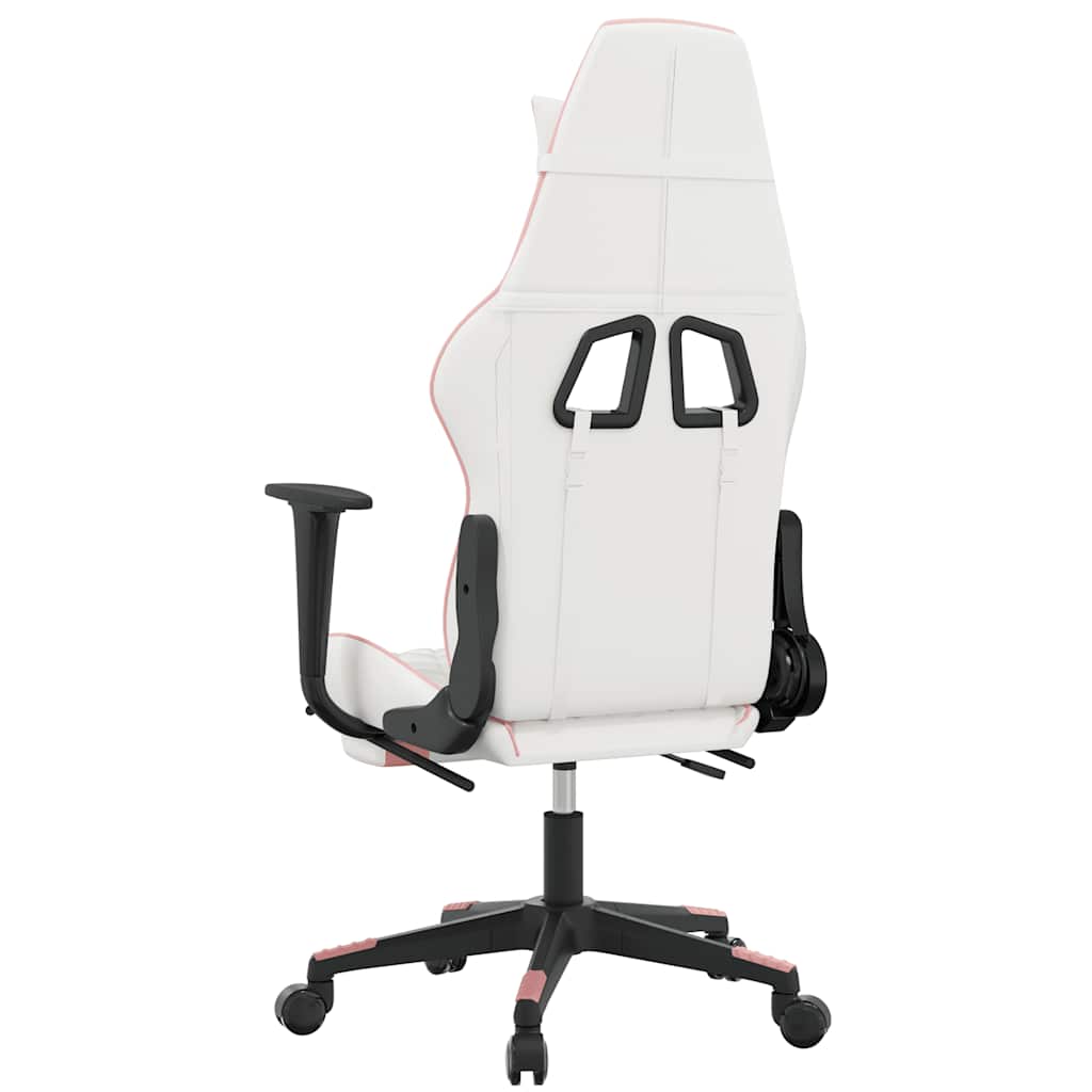 Chaise de jeu de massage avec repose-pied Blanc&Rose Similicuir - XIOS