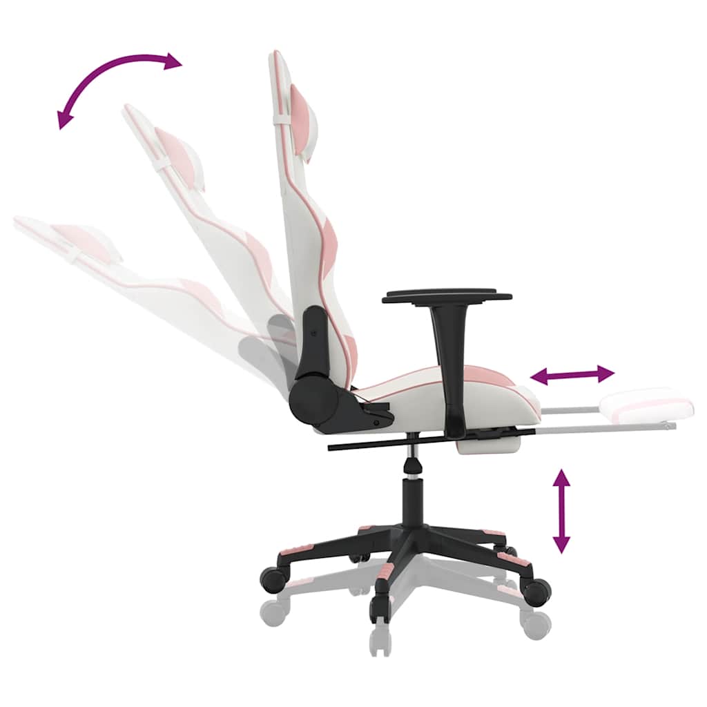 Chaise de jeu de massage avec repose-pied Blanc&Rose Similicuir - XIOS