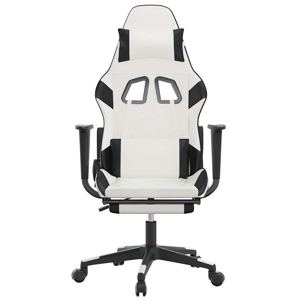 Chaise de jeu de massage avec repose-pied Blanc&Noir Similicuir - XIOS