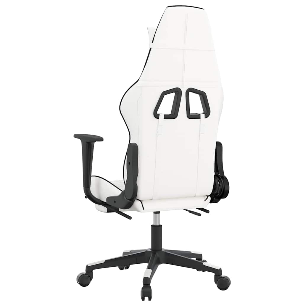 Chaise de jeu de massage avec repose-pied Blanc&Noir Similicuir - XIOS