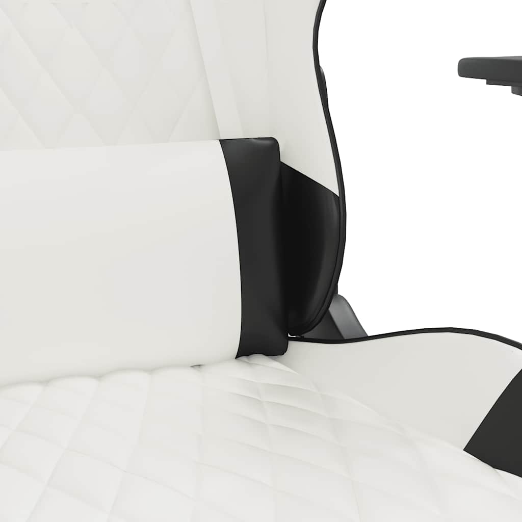 Chaise de jeu de massage avec repose-pied Blanc&Noir Similicuir - XIOS