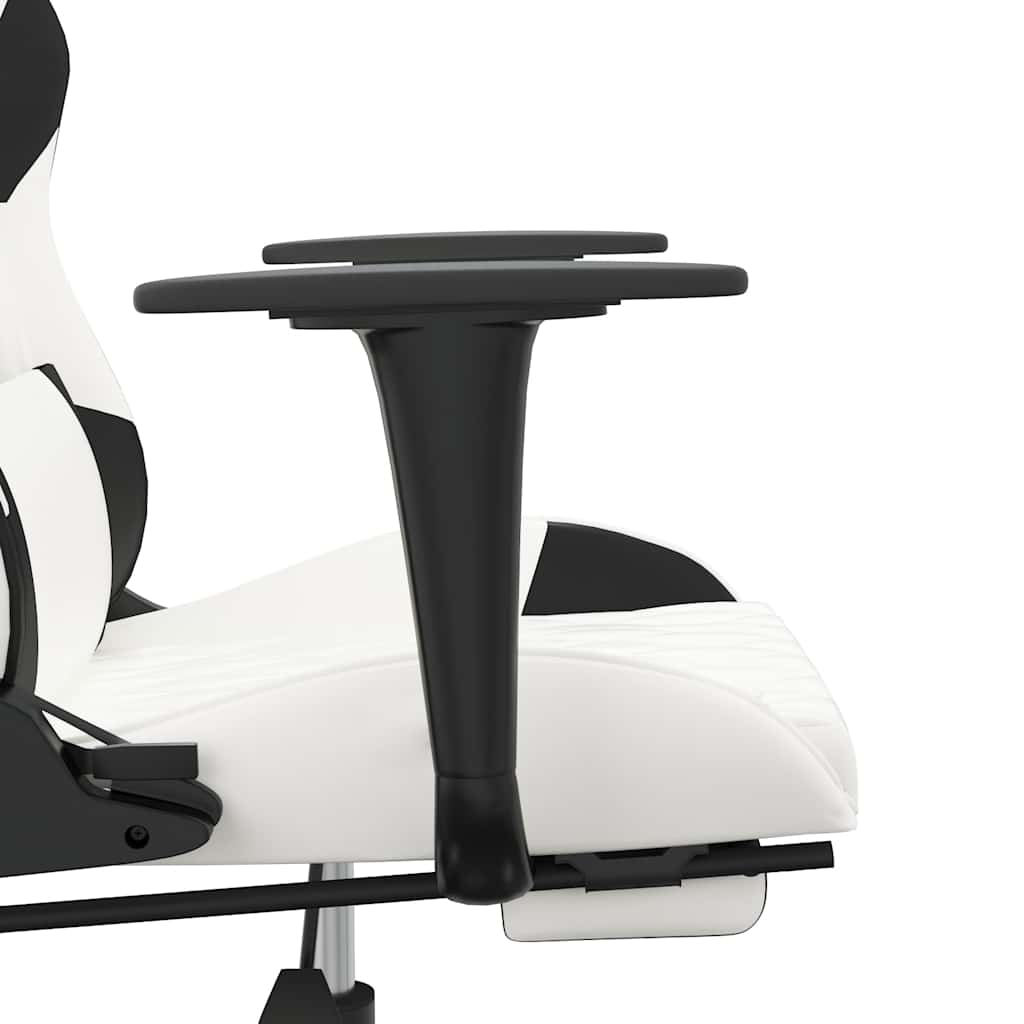 Chaise de jeu de massage avec repose-pied Blanc&Noir Similicuir - XIOS