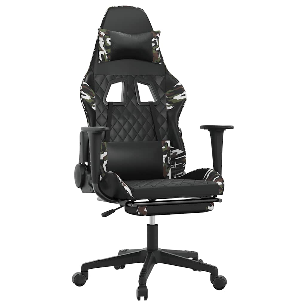 Chaise de jeu de massage repose-pied Noir&Camouflage Similicuir - XIOS