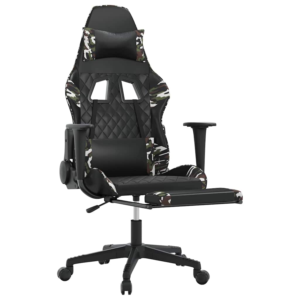 Chaise de jeu de massage repose-pied Noir&Camouflage Similicuir - XIOS