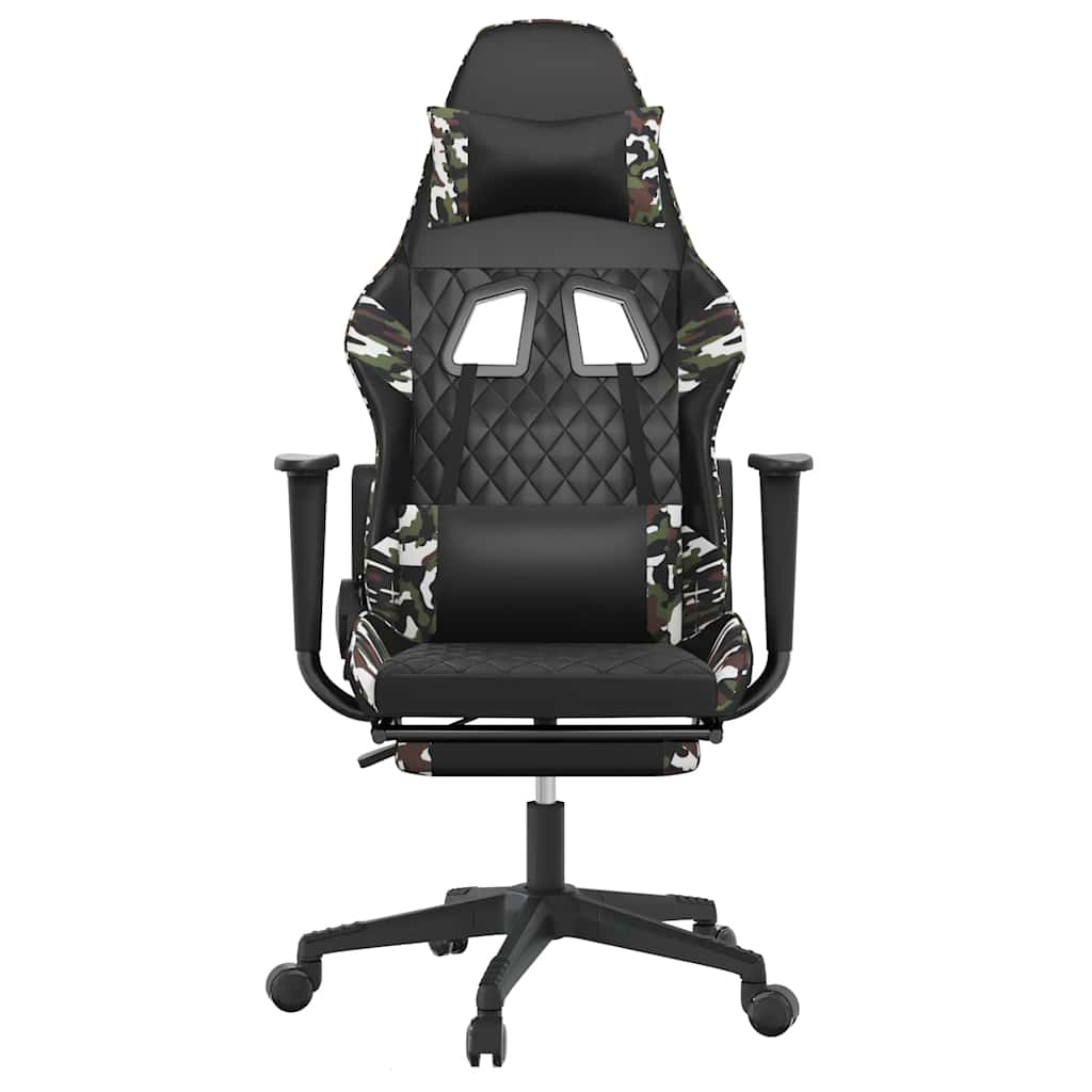 Chaise de jeu de massage repose-pied Noir&Camouflage Similicuir - XIOS