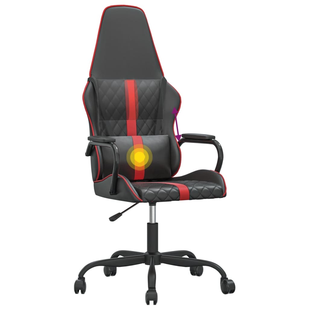 Chaise de jeu de massage rouge et noir similicuir - XIOS