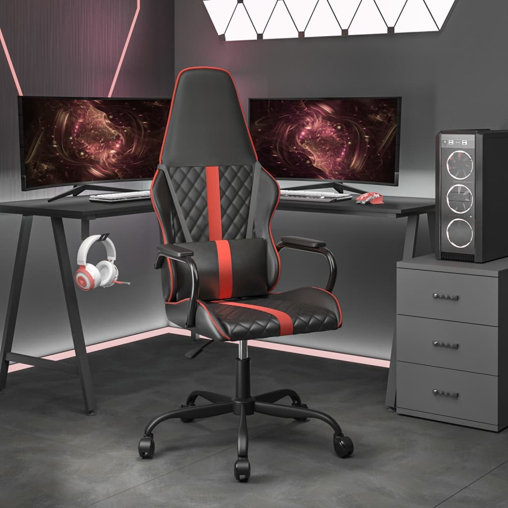 Chaise de jeu de massage rouge et noir similicuir - XIOS