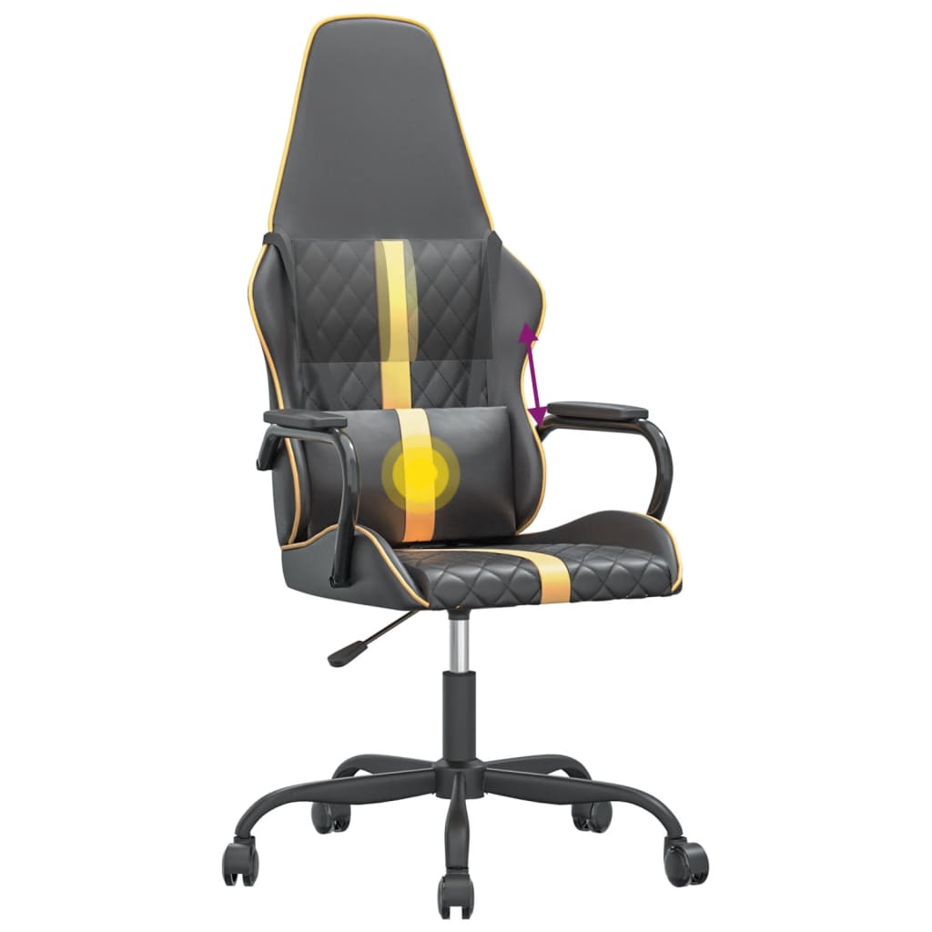 Chaise de jeu de massage doré et noir similicuir - XIOS