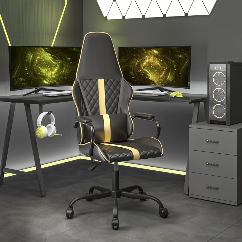 Chaise de jeu de massage doré et noir similicuir - XIOS