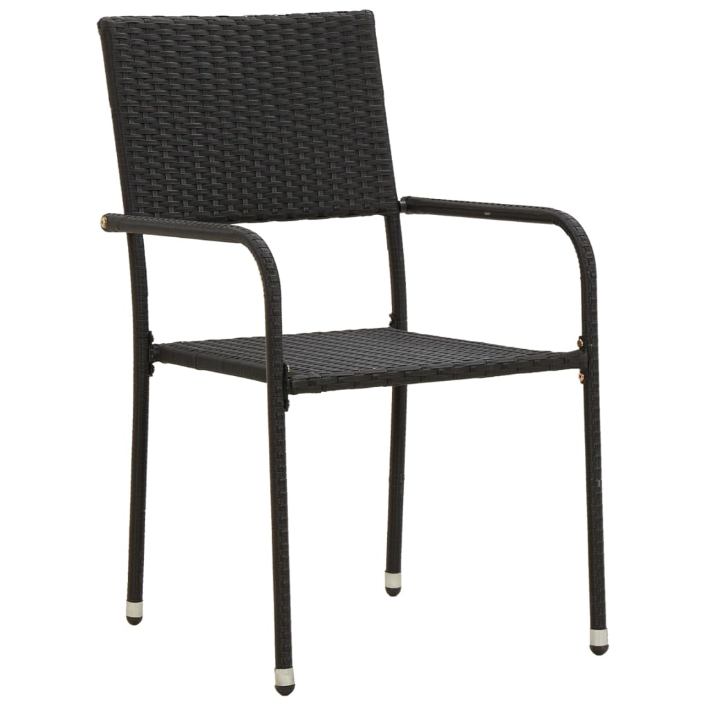 Mobilier à dîner d'extérieur 3 pcs Résine tressée Noir