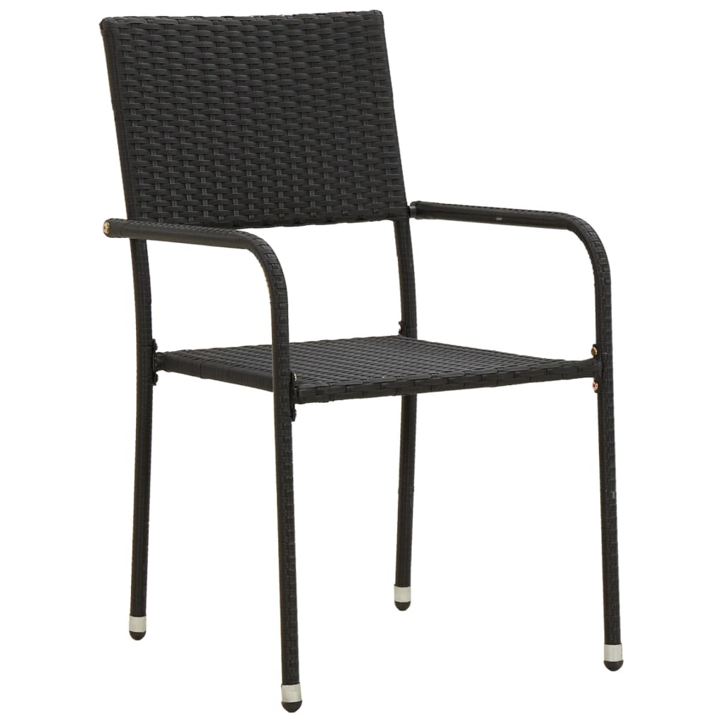 Mobilier à dîner d'extérieur 5 pcs Résine tressée Noir