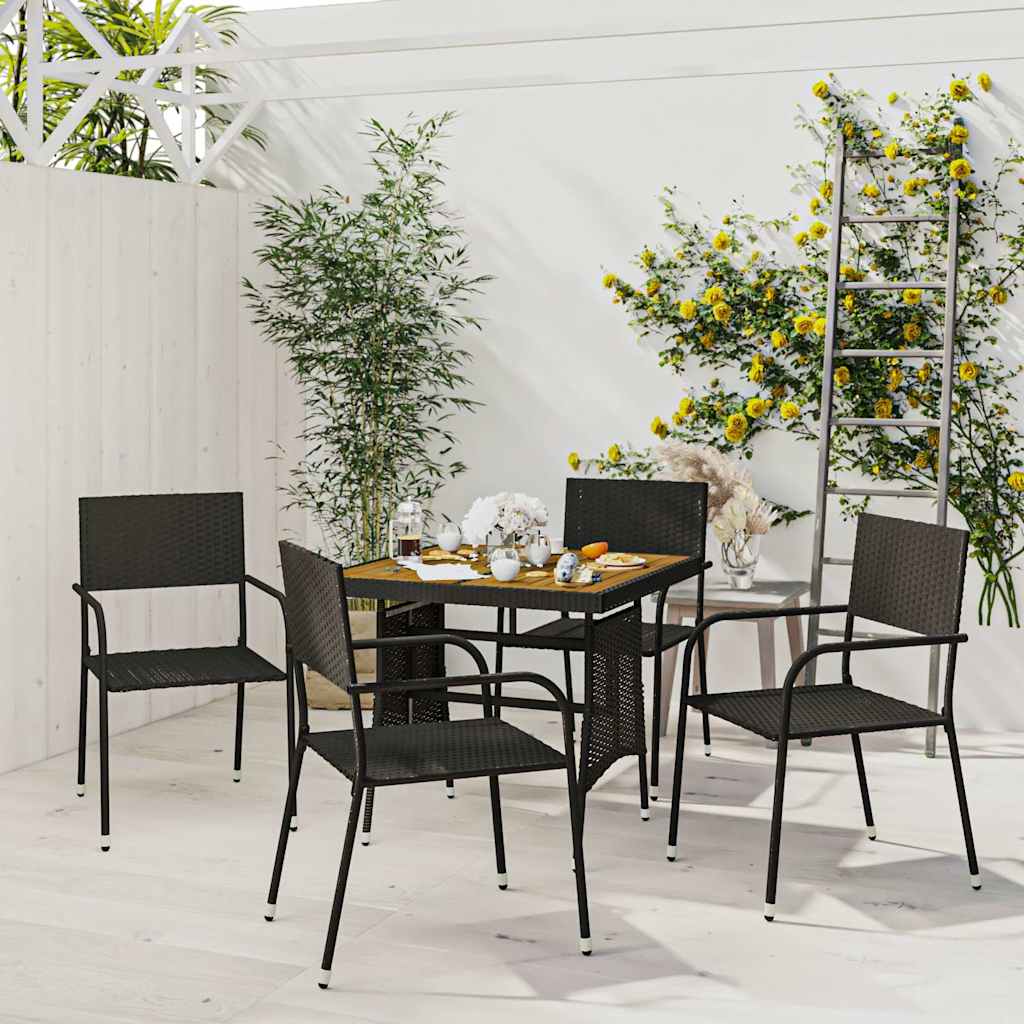 Mobilier à dîner d'extérieur 5 pcs Résine tressée Noir - XIOS