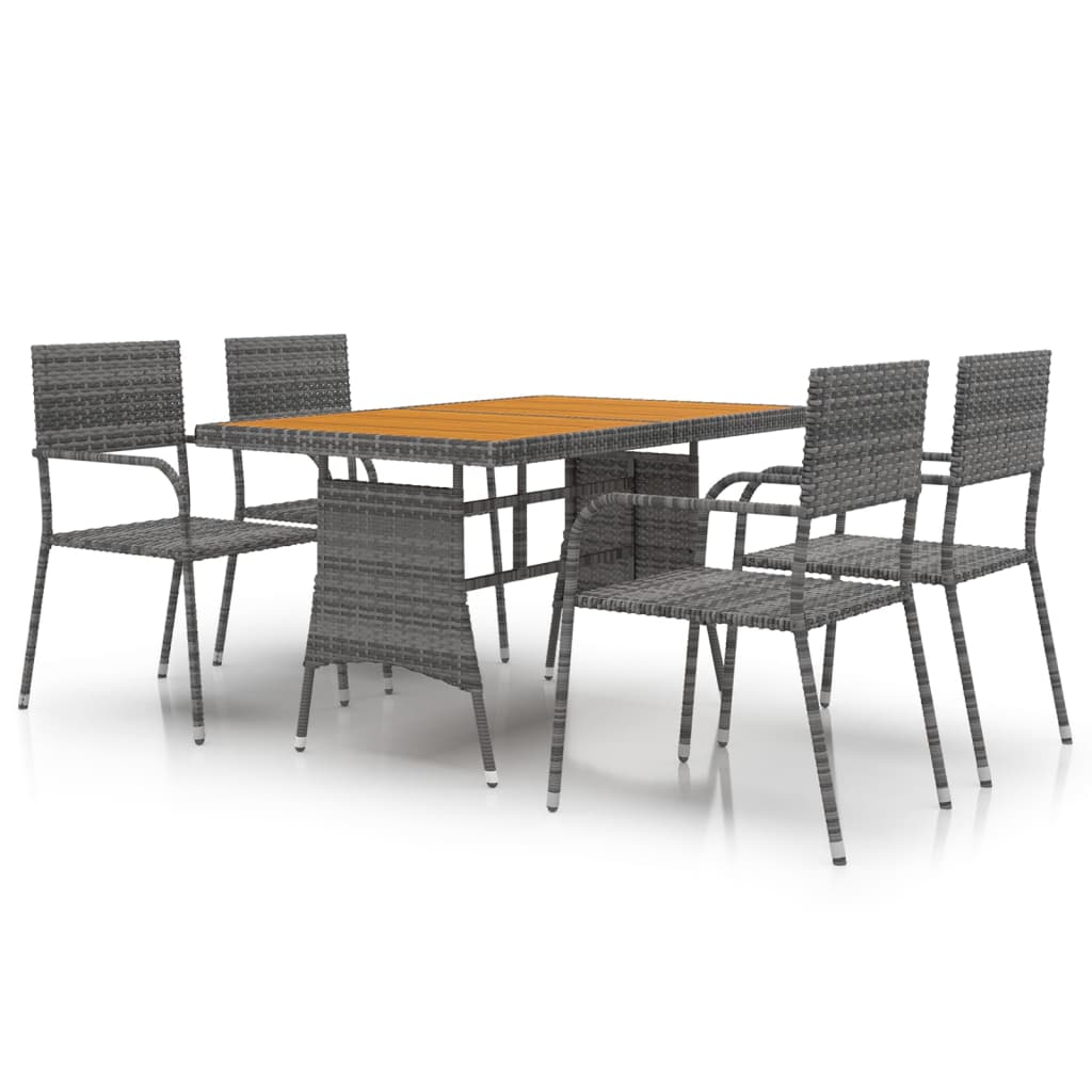 Mobilier à dîner d'extérieur 5 pcs Résine tressée Gris - XIOS