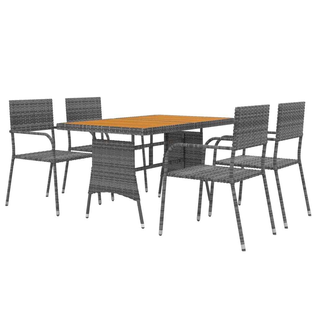 Mobilier à dîner d'extérieur 5 pcs Résine tressée Gris - XIOS