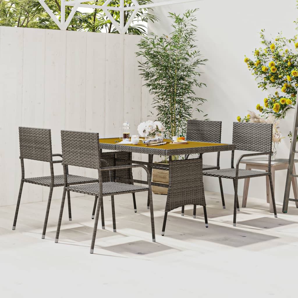 Mobilier à dîner d'extérieur 5 pcs Résine tressée Gris - XIOS