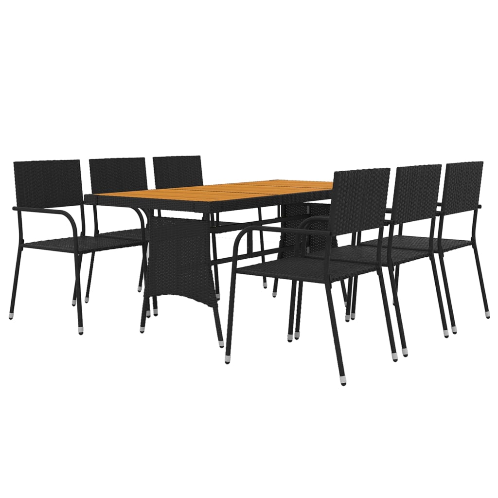 Mobilier à dîner d'extérieur 7 pcs Résine tressée Noir
