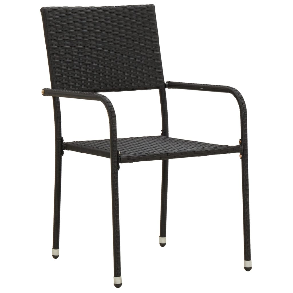 Mobilier à dîner d'extérieur 7 pcs Résine tressée Noir