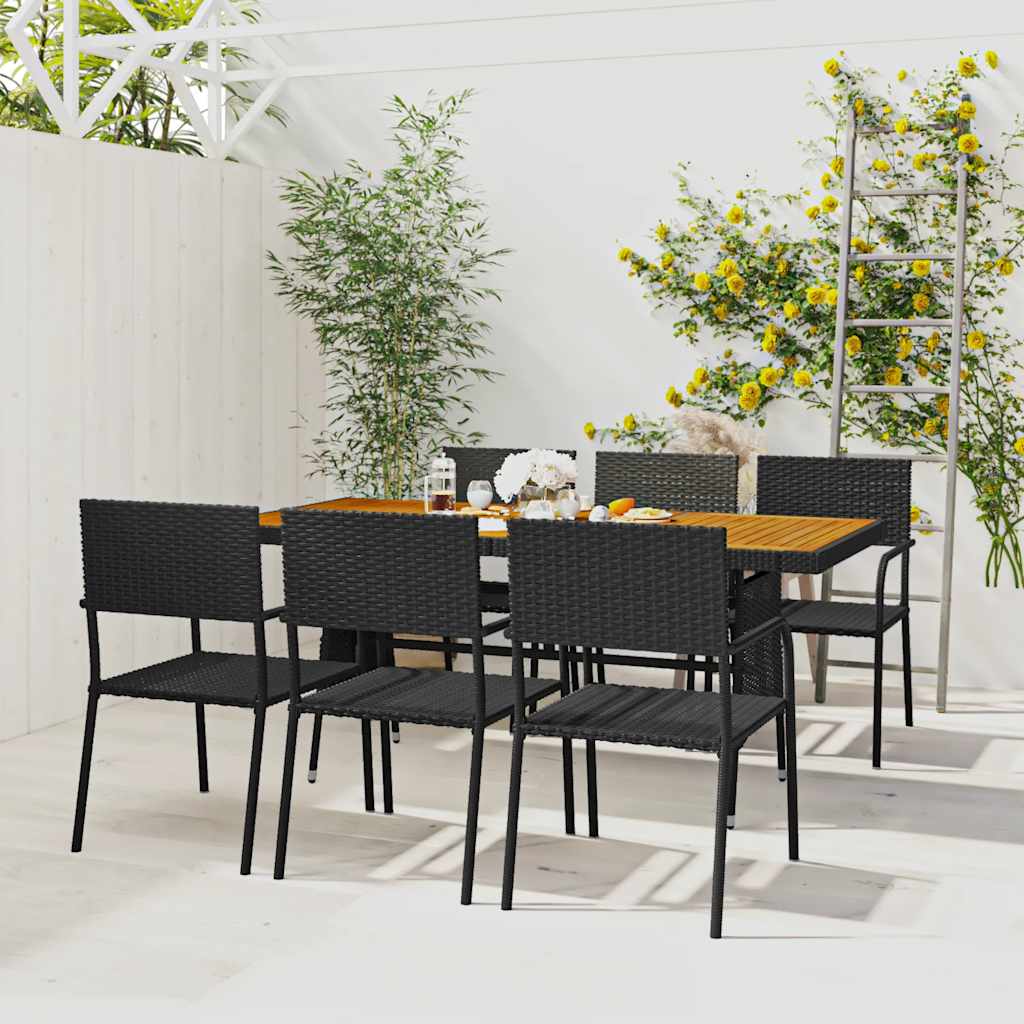 Mobilier à dîner d'extérieur 7 pcs Résine tressée Noir - XIOS