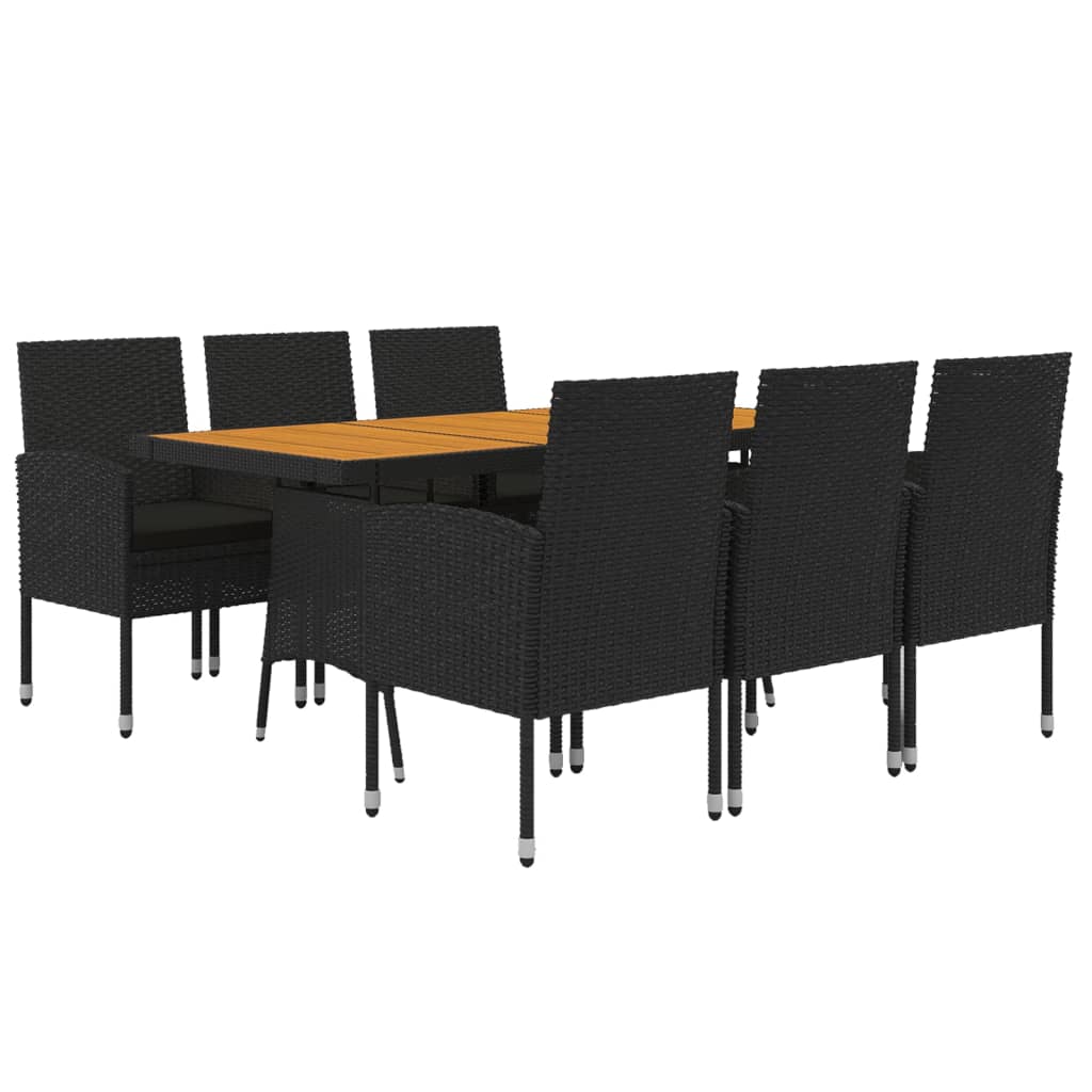 Ensemble à manger d'extérieur 7 pcs Résine tressée Noir