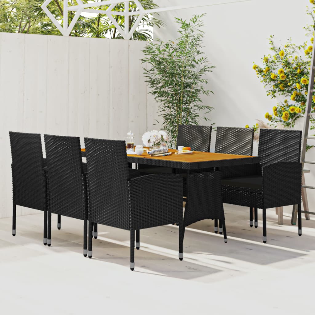Ensemble à manger d'extérieur 7 pcs Résine tressée Noir - XIOS