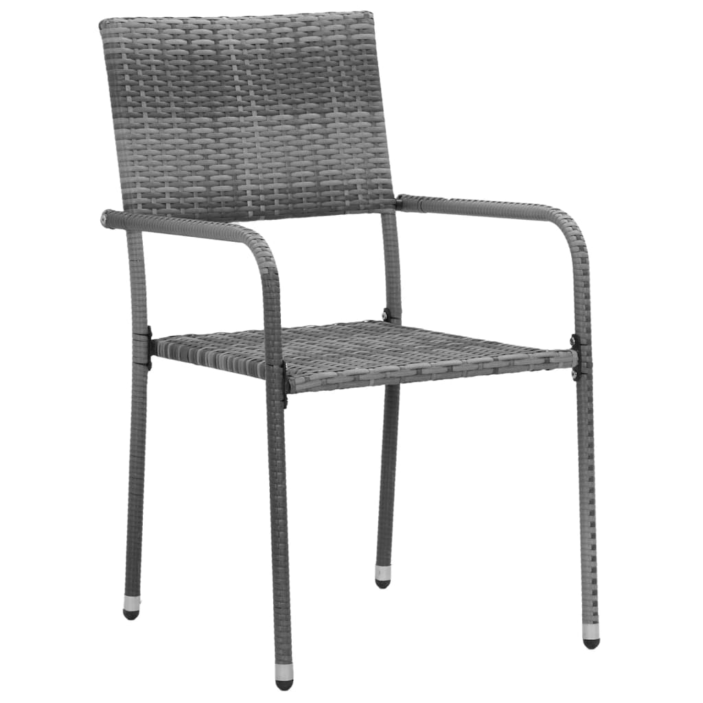 Ensemble à manger d'extérieur 7 pcs Résine tressée Gris