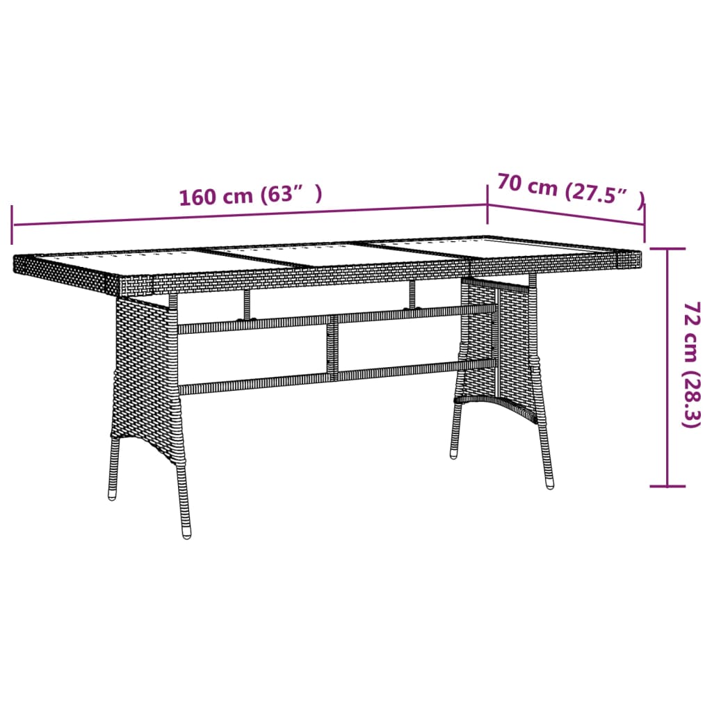 Ensemble à manger d'extérieur 7 pcs Résine tressée Gris