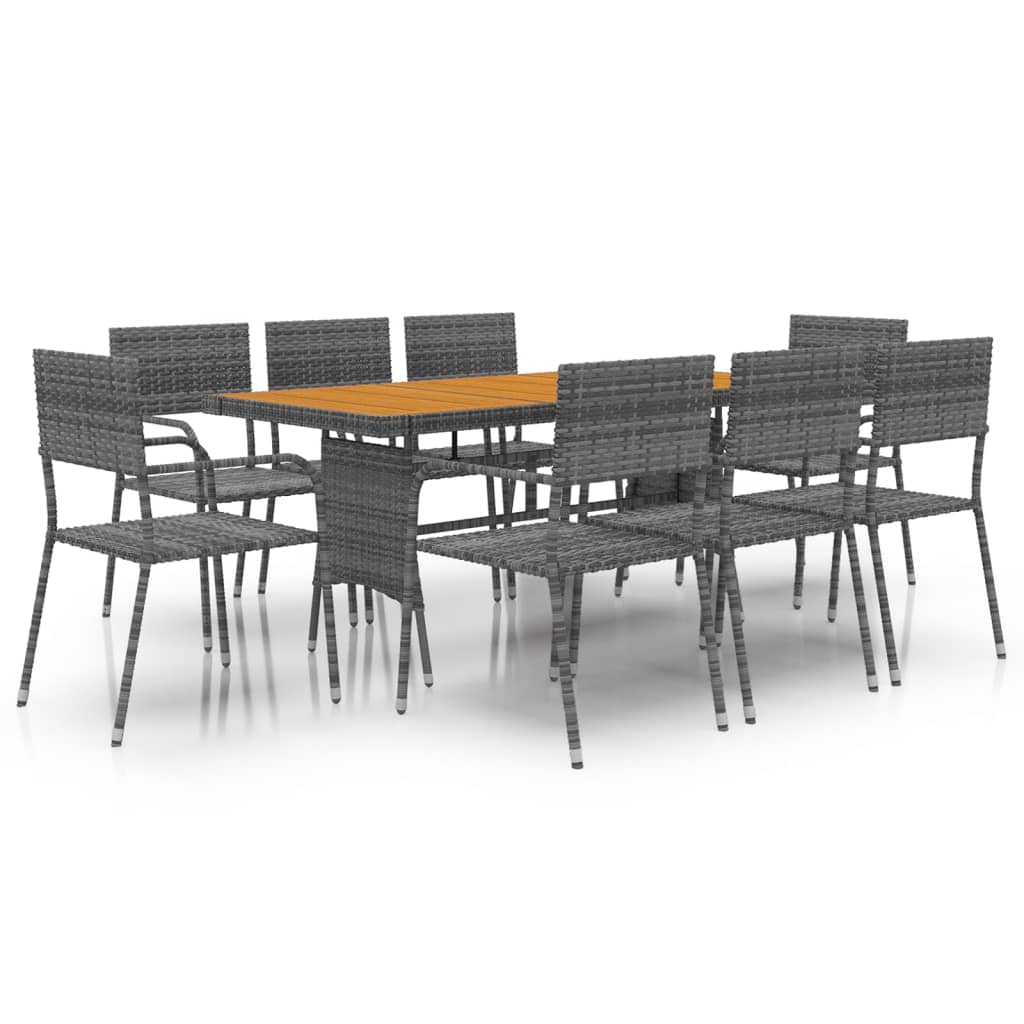 Mobilier à dîner d'extérieur 9 pcs Résine tressée Gris - XIOS