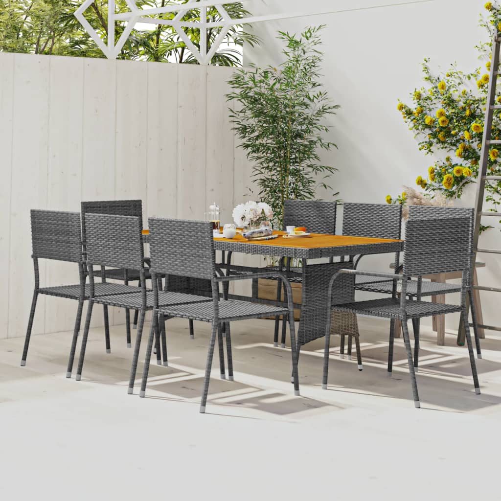 Mobilier à dîner d'extérieur 9 pcs Résine tressée Gris - XIOS